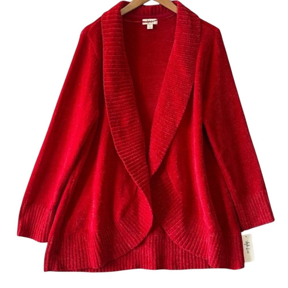 Vivid Red Open Cardigan - Picture 3 of 7